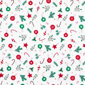 Tecido de algodão Cretone Decoração de Natal – branco/verde, 