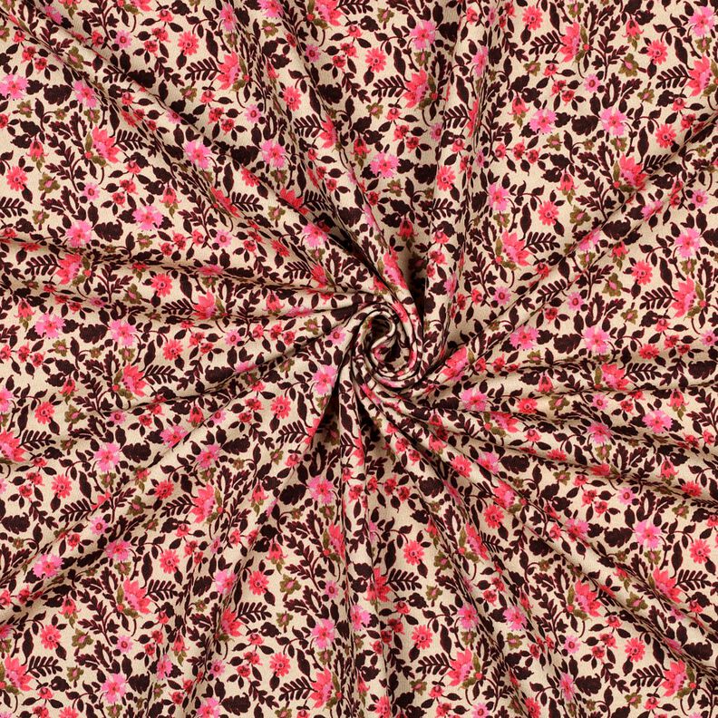 French Terry Sweat de verão pequenas flores Impressão Digital – caju/rosa intenso,  image number 3