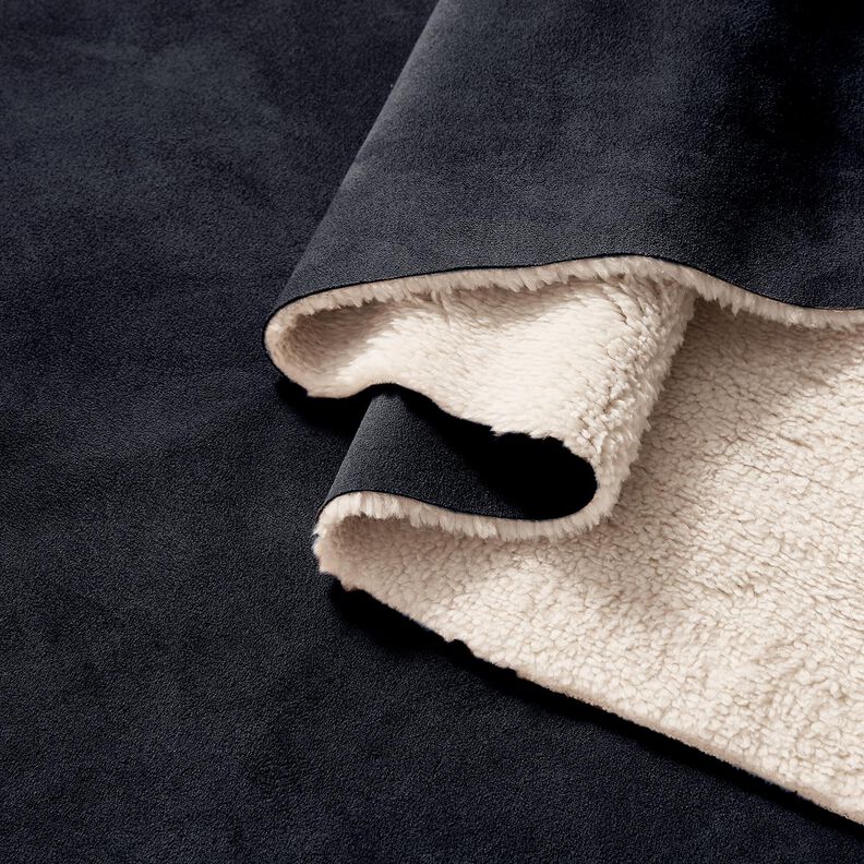 Tecido aveludado com reverso em pele Sherpa – preto,  image number 2