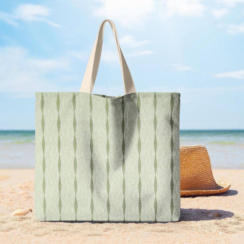 Tecido para exteriores Lona Riscas onduladas – oliva claro/bege claro,  image number 6