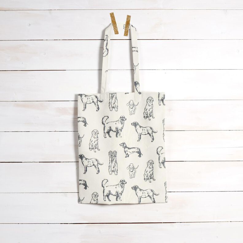 Tecido para decoração Lona Cães – creme/cinzento,  image number 8