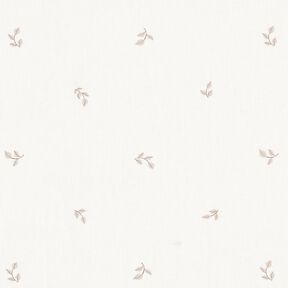 Popelina de algodão Ramos com folhas pequenos – branco/cinzento-névoa, 