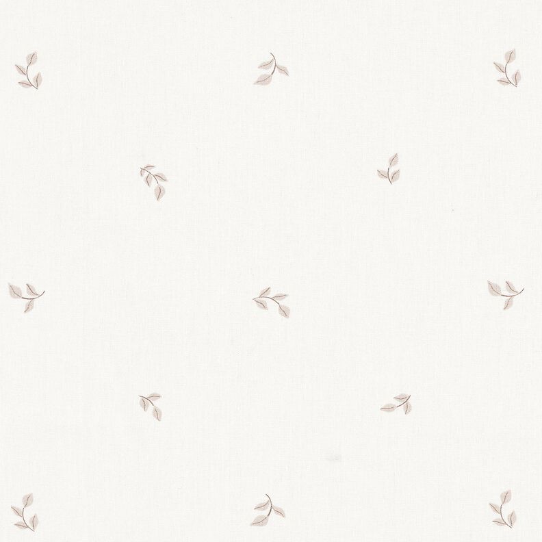 Popelina de algodão Ramos com folhas pequenos – branco/cinzento-névoa,  image number 1