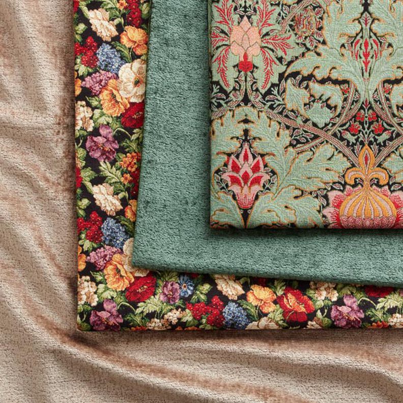 Tecido para decoração Gobelina ornamento floral grande – verde escuro/verde claro,  image number 3