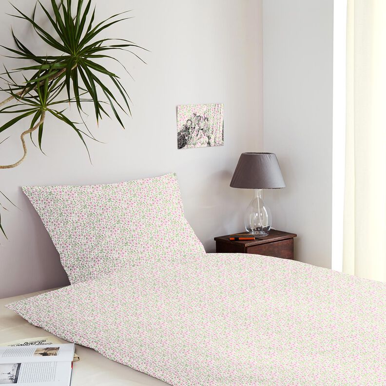 Tecido para decoração Cetim de algodão Mar floral – rosa-claro/branco,  image number 6