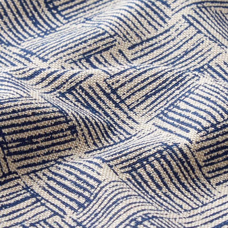 Tecido para decoração Meio linho Panamá Traços – azul-marinho,  image number 2