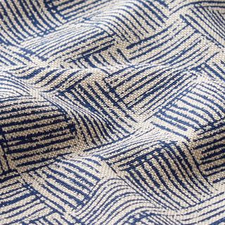 Tecido para decoração Meio linho Panamá Traços – azul-marinho, 