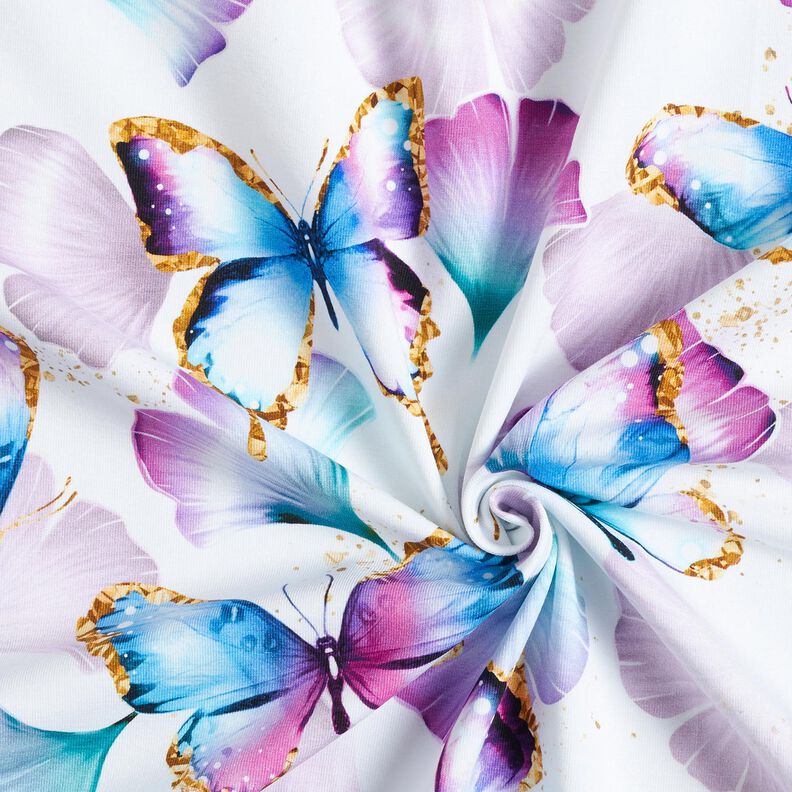 Jersey de algodão Borboletas Ginkgo | Glitzerpüppi  – branco,  image number 3