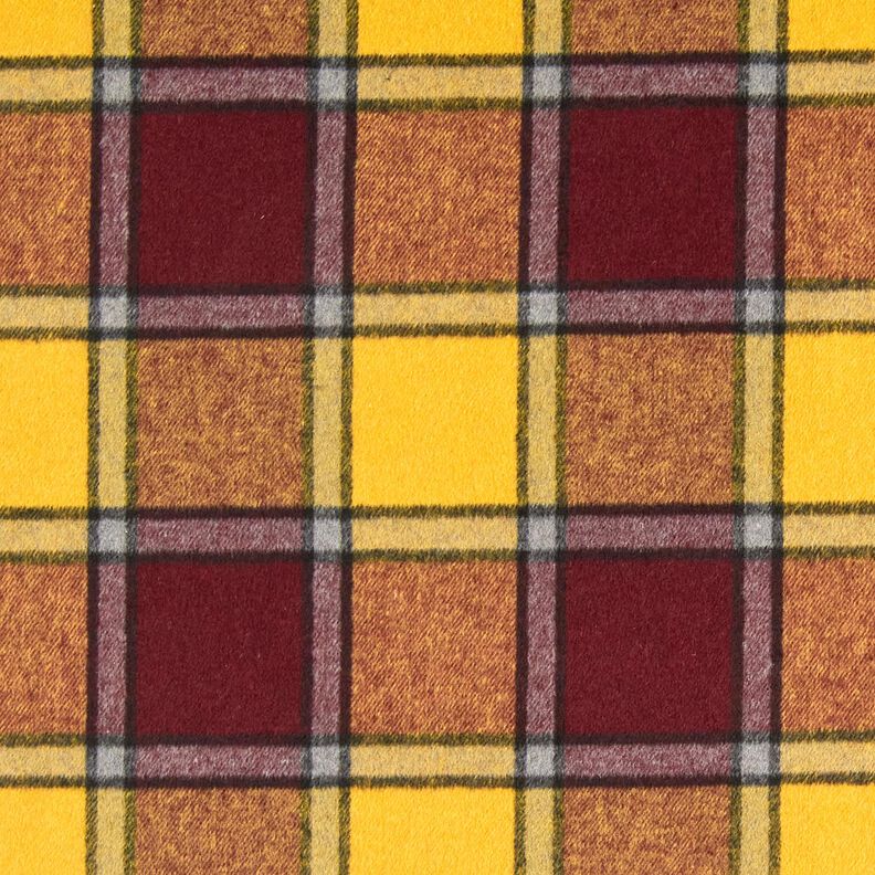 Tecido para sobretudos Cardado Xadrez – bordô/amarelo-caril,  image number 1