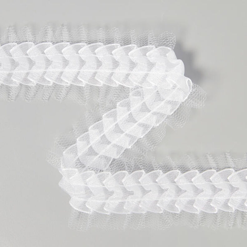 Renda com folho em tule - branco,  image number 1