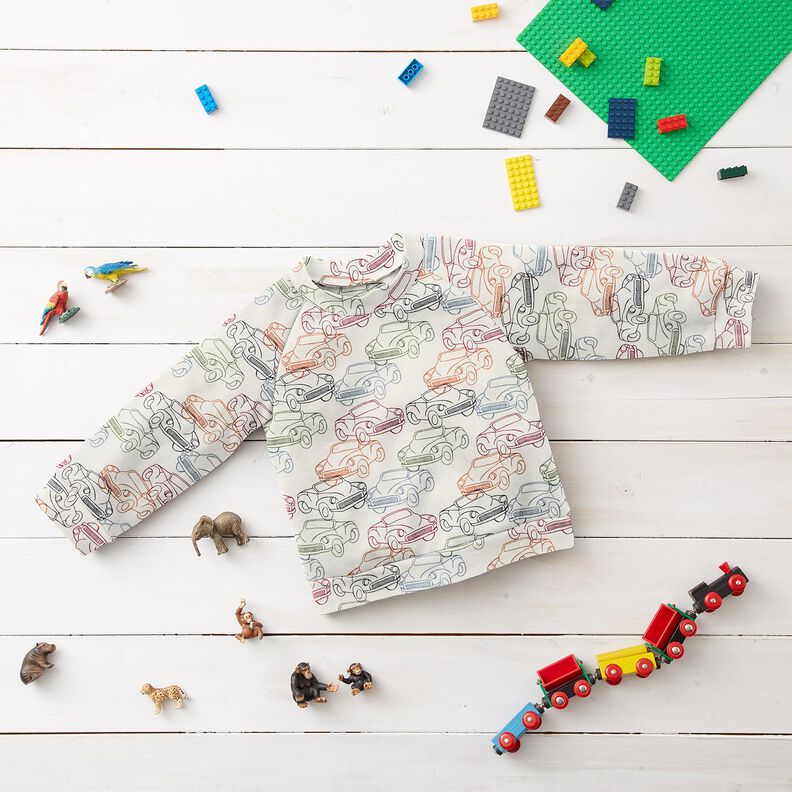 French Terry Sweat de verão Carros coloridos – branco sujo,  image number 5