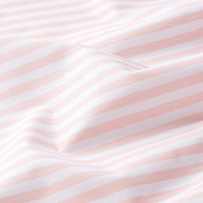 Tecido de algodão Cretone Riscas casuais – rosa-claro/branco,  image number 2