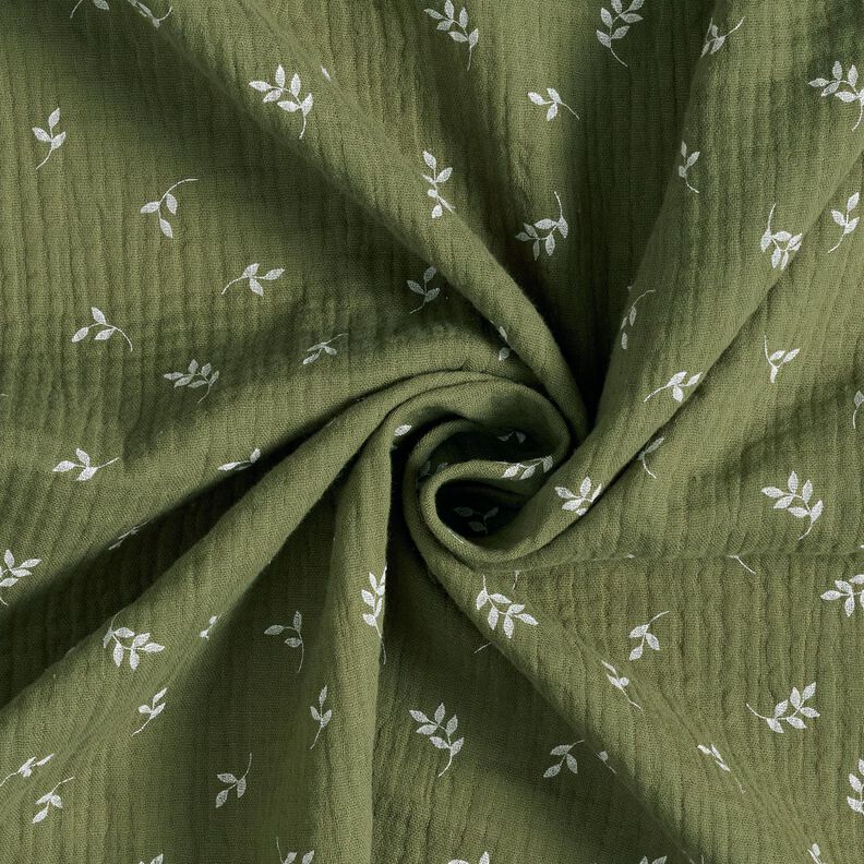 Musselina/ Tecido plissado duplo Ramo – verde-pinheiro/branco,  image number 3