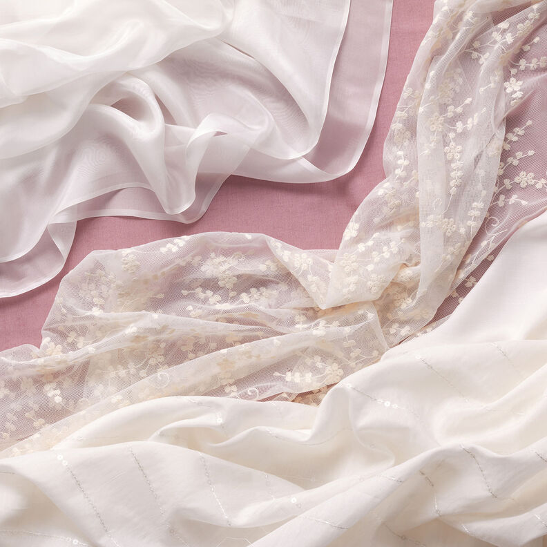 Voile Mistura de seda e algodão Lantejoulas – branco,  image number 8