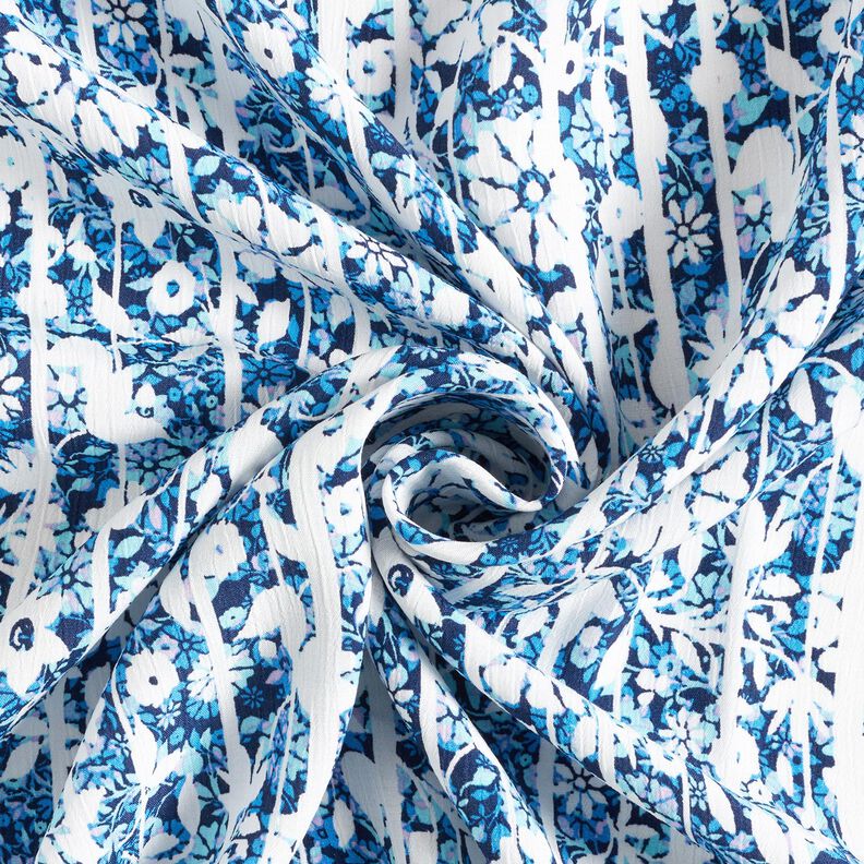 Crepe viscose Flores e galhos – azul-marinho/azul claro,  image number 3