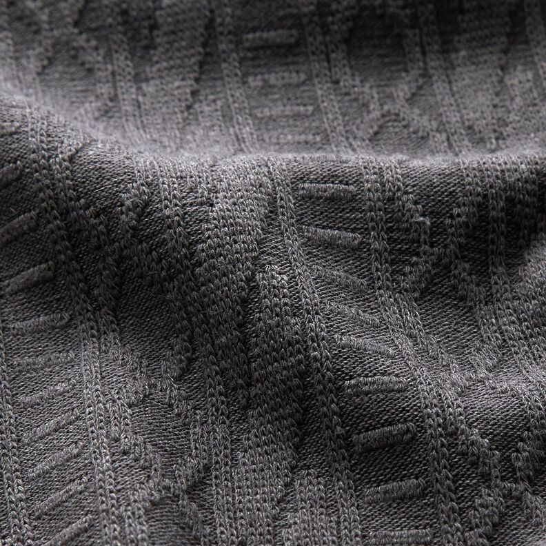 Jacquard Jersey Mistura de algodão Riscas ornamentadas – cinzento escuro,  image number 2