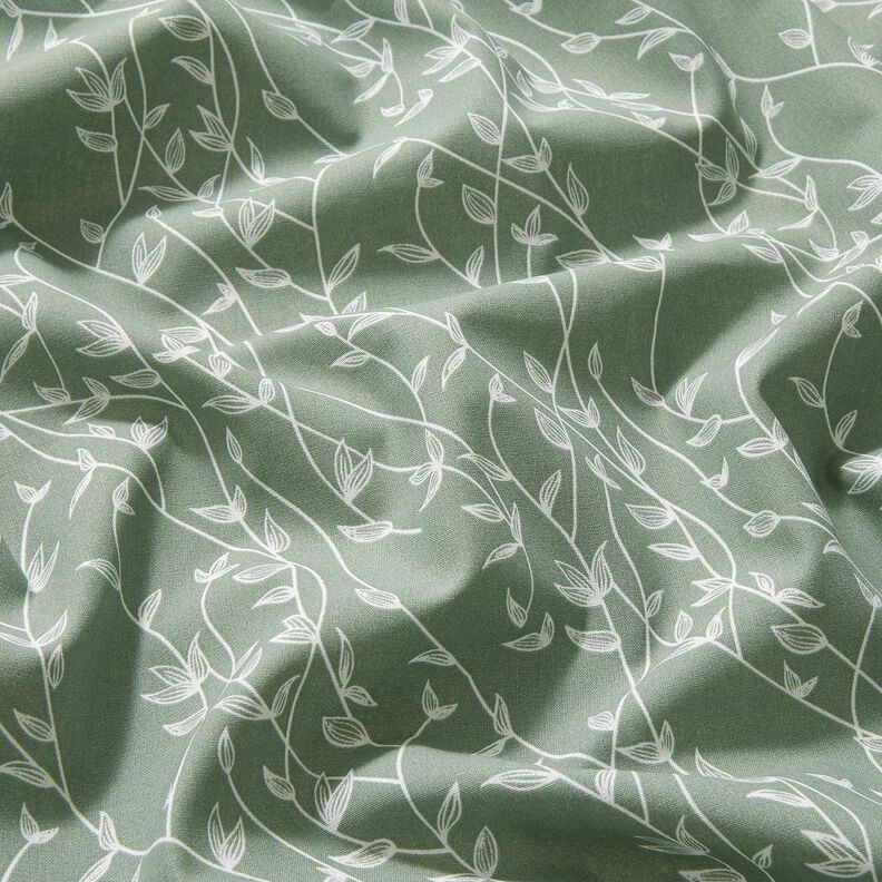 Popelina de algodão Gavinha folhas – verde amarelado,  image number 2