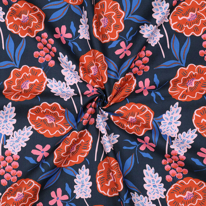 Popelina de algodão Fresh Flowers | Nerida Hansen – azul-noite,  image number 3