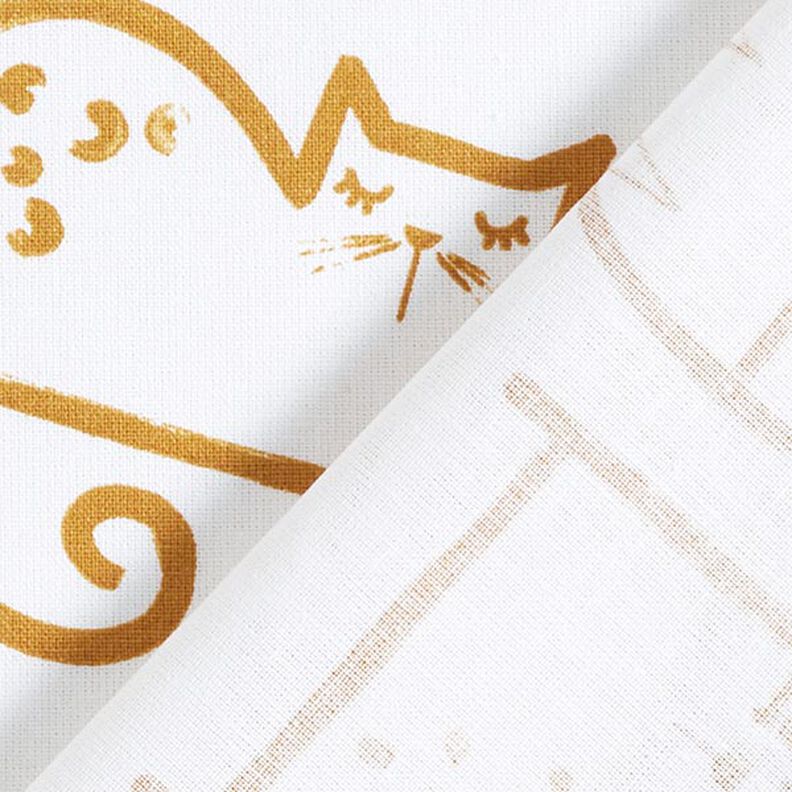 Tecido de algodão Cretone Esboços Gatos – mostarda/marfim,  image number 4