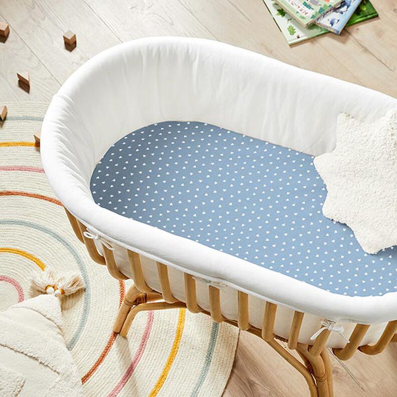 Corações espalhados de popeline de algodão orgânico – jeans azul claro,  image number 8