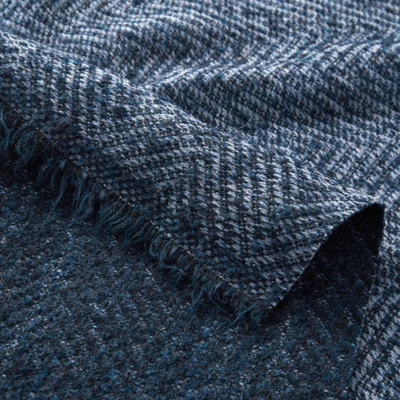 Tecido para sobretudos Mistura de lã Ziguezague – azul-marinho,  image number 5