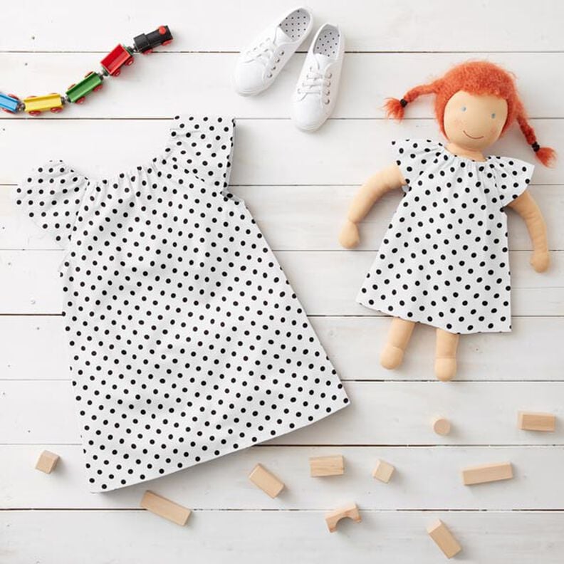 Popelina de algod&atilde;o pintas grandes &ndash; branco/preto,  image number 7