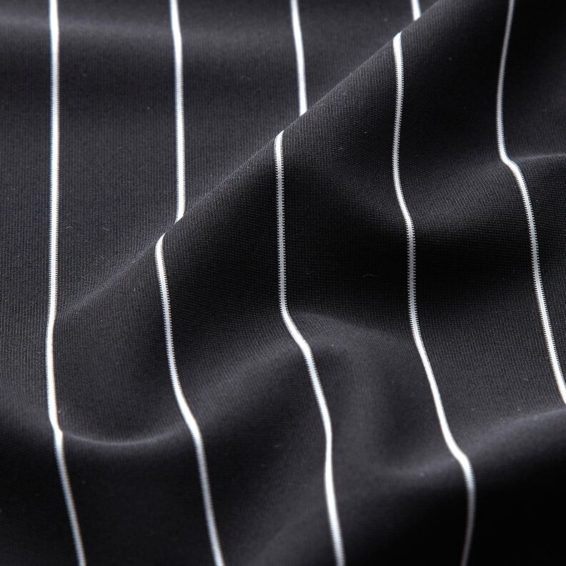Tecido para calças Stretch Riscas de giz – preto/branco,  image number 2