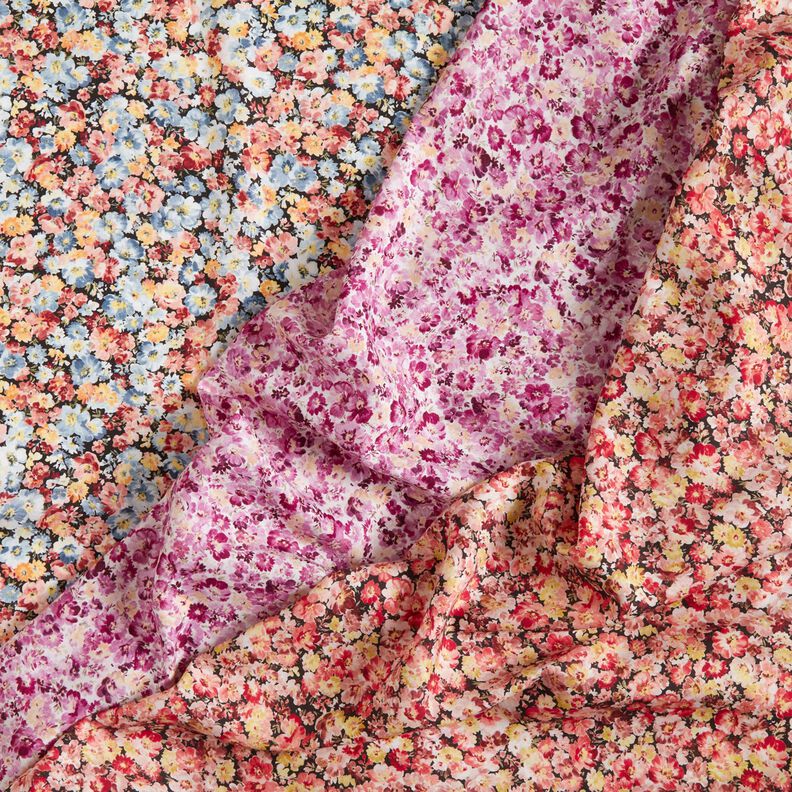 Tecido de viscose Prado de flores – jeans azul claro/preto,  image number 5