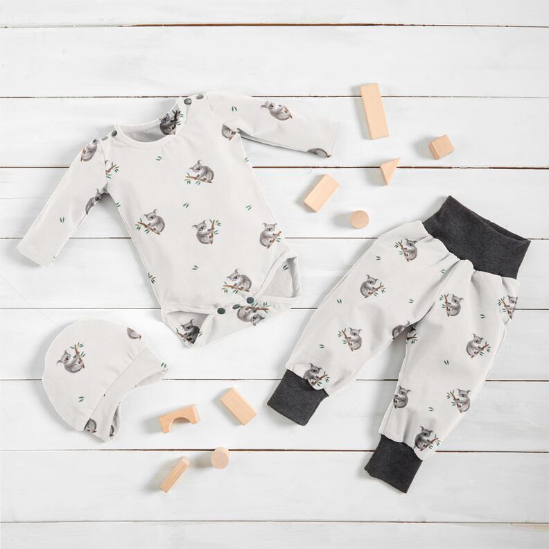 GOTS Jersey de algodão Coala Impressão Digital – marfim,  image number 6