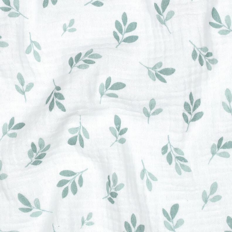 Musselina/ Tecido plissado duplo Ramos | Poppy Fabrics – branco/verde amarelado,  image number 2
