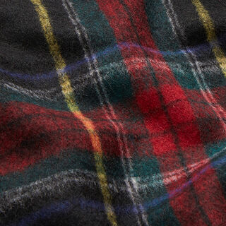Tecido para sobretudos Mistura de pura lã Xadrez escocês – preto/vermelho, 