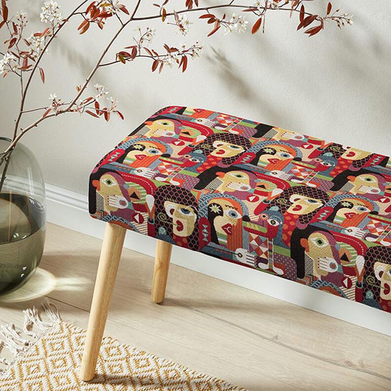 Tecido para decoração Gobelina Rostos abstratos – preto,  image number 6