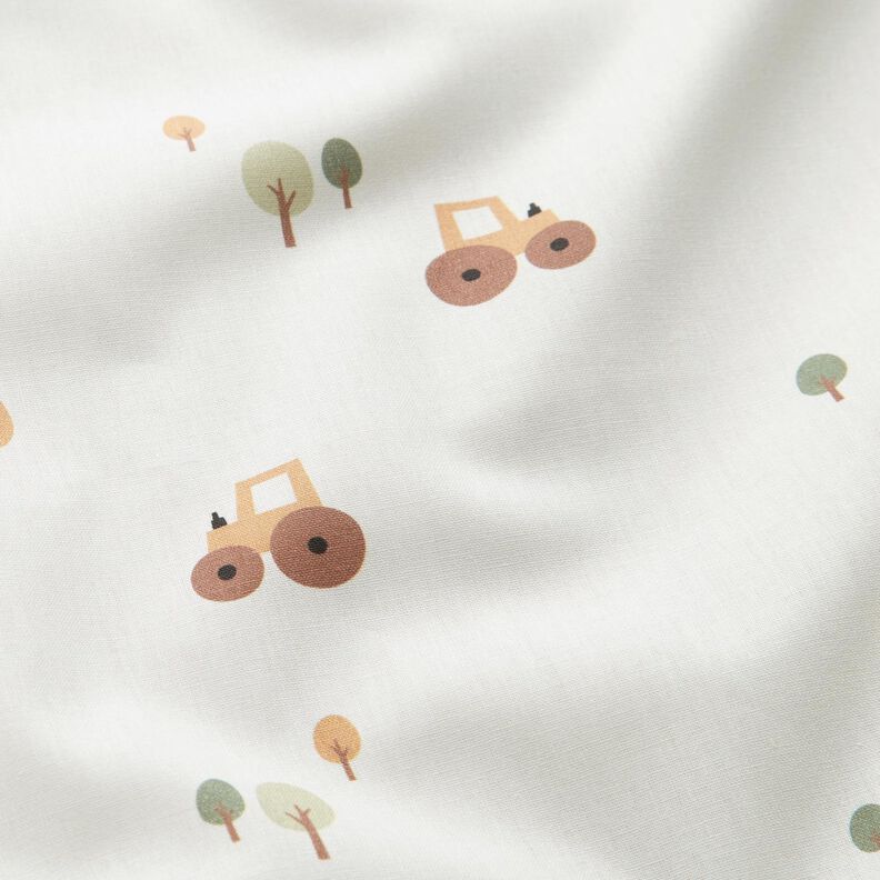 Popelina de algodão Trator num campo vasto – marfim,  image number 2