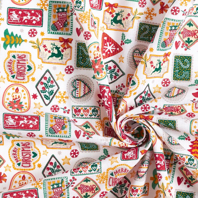 Tecido de algodão Popelina Imagens de Natal – branco/carmin,  image number 3