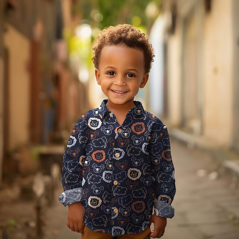 Popelina de algodão Caras de animais | Poppy Fabrics – cinza claro,  image number 5