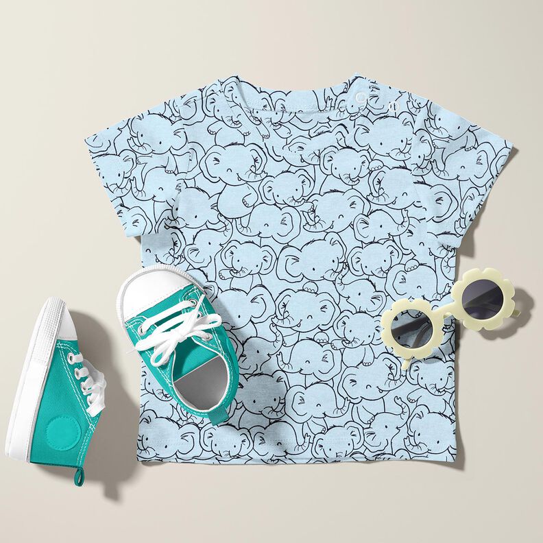 Mistura de algodão Jersey Tropel de elefantes – azul prateado,  image number 6