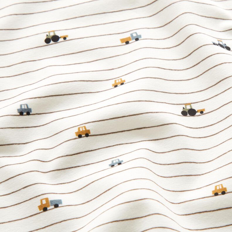 Jersey de algodão Veículos Mini às riscas – branco sujo,  image number 2
