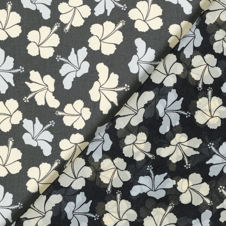 Chiffon Flores de hibisco – preto/branco,  image number 4