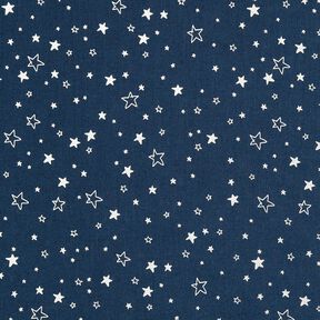 Tecido de algodão Popelina Estampado prateado Estrelas de Natal – azul-noite/prata metálica, 
