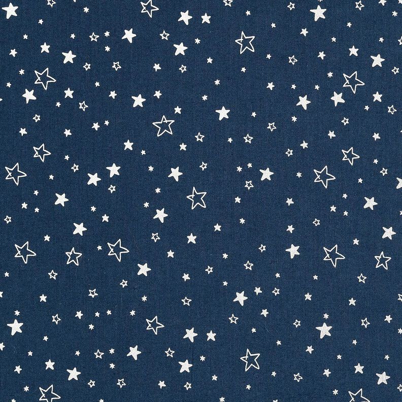 Tecido de algodão Popelina Estampado prateado Estrelas de Natal – azul-noite/prata metálica,  image number 1