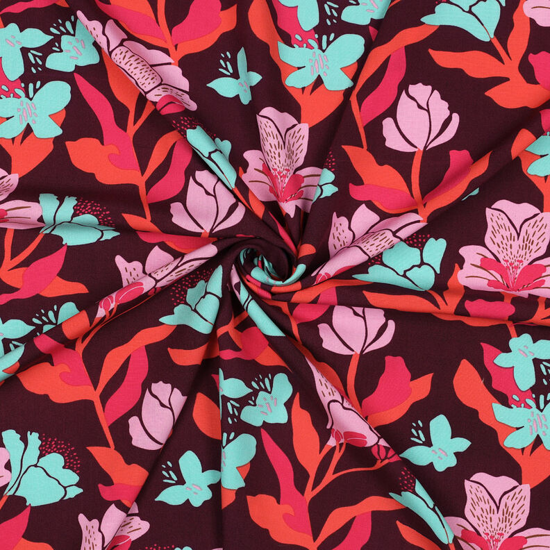 Tecido de viscose LENZING™ ECOVERO™ Amira Floral | Nerida Hansen – merlot/cor de malagueta,  image number 3