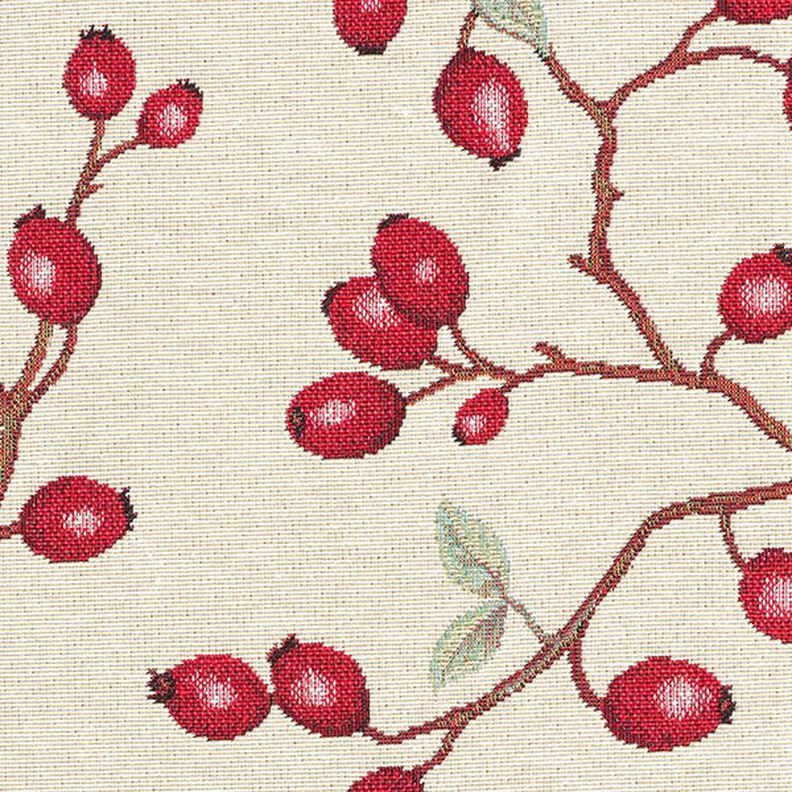 Tecido para decoração Gobelina Rosa mosqueta – bege claro/vermelho,  image number 9