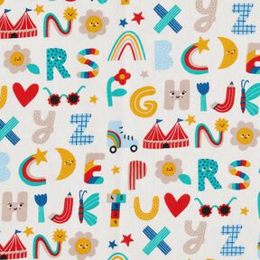 Cretone Alfabeto alegre – branco sujo, 