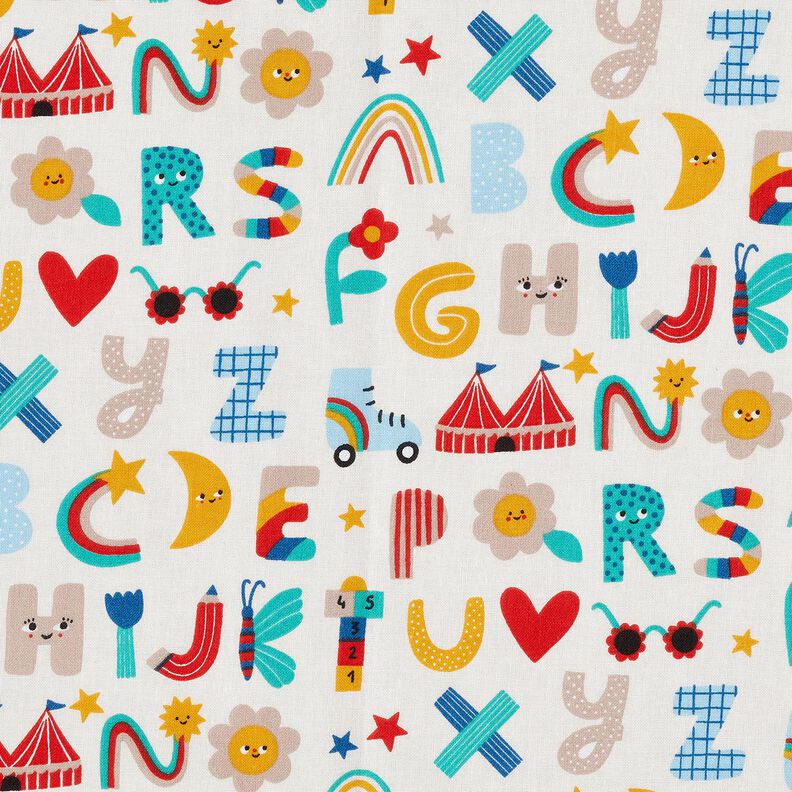 Cretone Alfabeto alegre – branco sujo,  image number 1