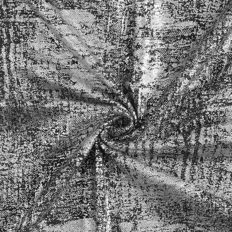 Tecido de malha com estampa metálica abstrata – prata metálica/preto,  image number 4