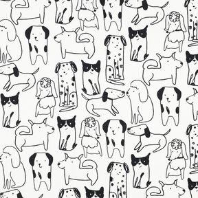 Flanela de algodão Cães | Poppy Fabrics – branco/preto, 