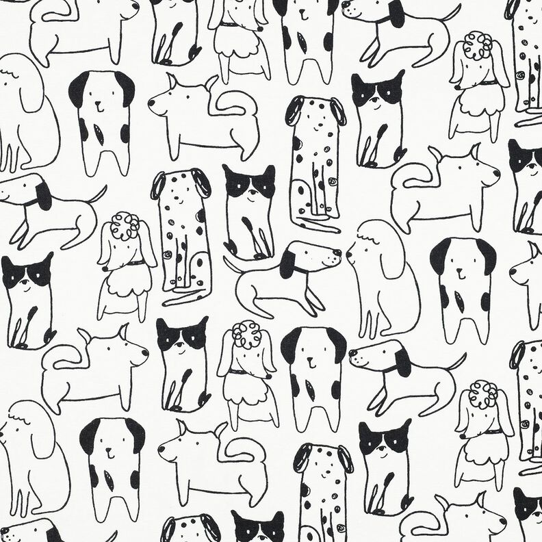 Flanela de algodão Cães | Poppy Fabrics – branco/preto,  image number 1