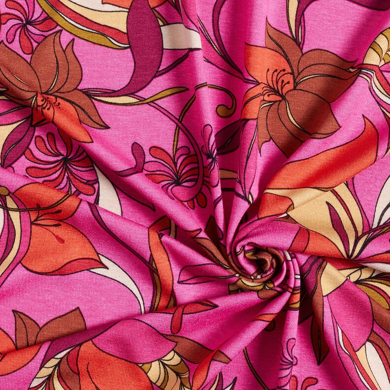 Jersey de viscose Flores delicadas – púrpura/vermelho-fogo,  image number 3