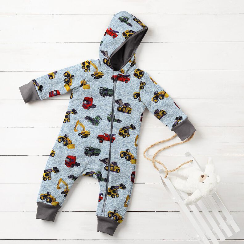 Tecido polar alpino Camiões e escavadoras – azul ganga/cinzento,  image number 6