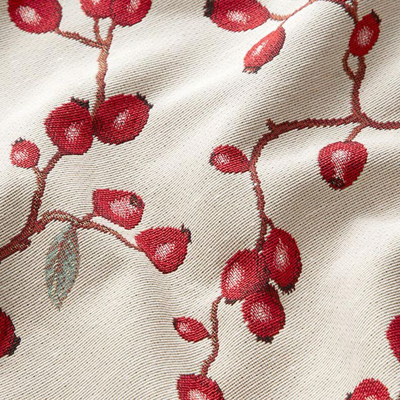 Tecido para decoração Gobelina Rosa mosqueta – bege claro/vermelho,  image number 2